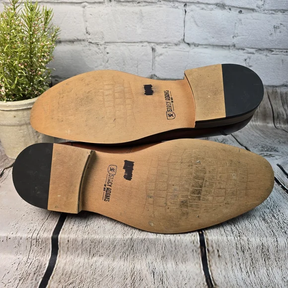 STACY ADAMS DUVAL COGNAC BROWN SOFT LEATHER MOE TOE PENNY LOAFERS MENS 10.5 EUC - Picture 7 of 12